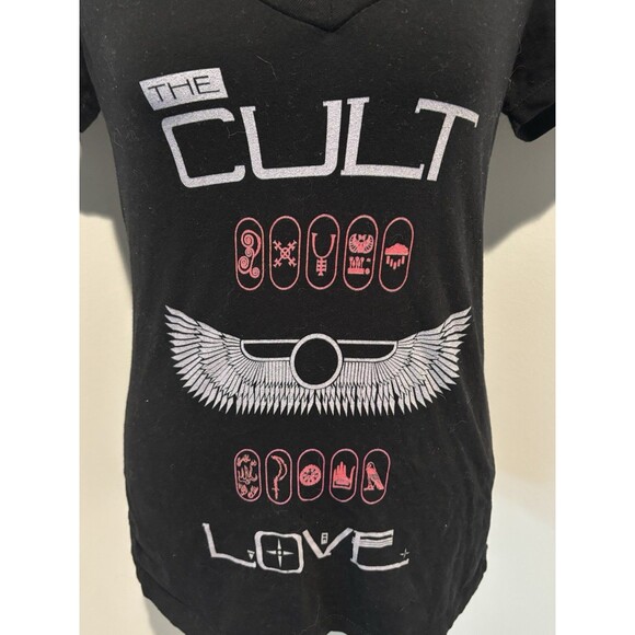 BELLA The Cult Love 80s Band Fitted Black V-Neck T-Shirt MED (fits Like Small) - Picture 5 of 6